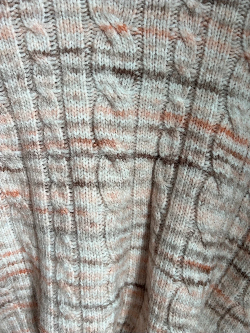 Madden Girl | Pink Brown Coral Cream Cropped Cable-Knit Sweater Size L